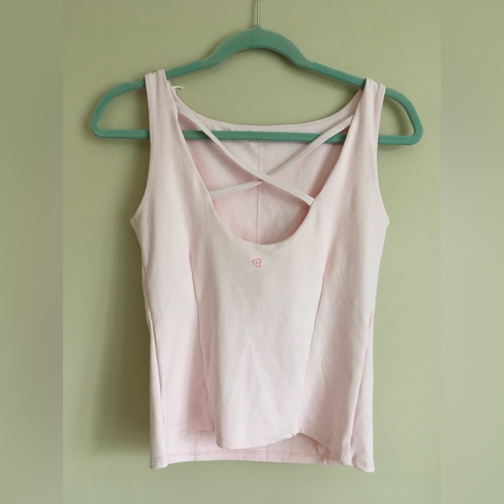 Blogilates Women's Boatneck Crisscross Tank Top Light Pink NWT - Picture 3 of 5